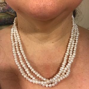 Gorgeous 21”- 3-Strand Baroque Pearl Necklace
